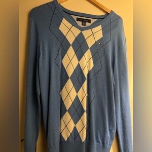Tommy Hilfiger Men's Blue Argyle Sweater